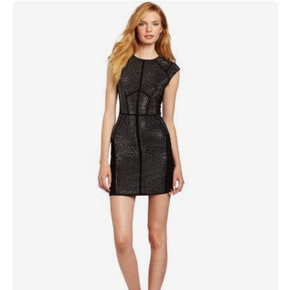 Rebecca Taylor Nailhead Knit Sheath Dress Black XS
